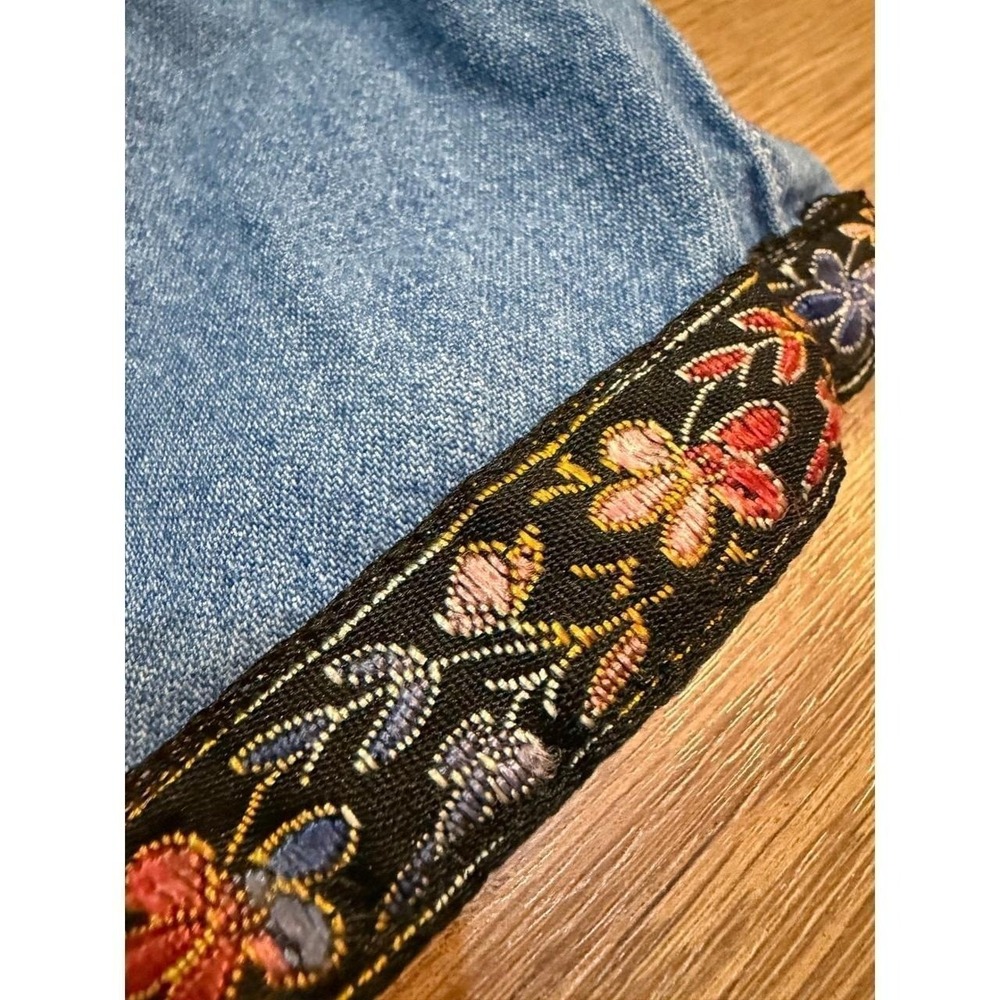 Vintage Oh Mama Denim Hand Embroidered Tunic Button Top 3/4 Sleeve Boho Artsy - Picture 5 of 8